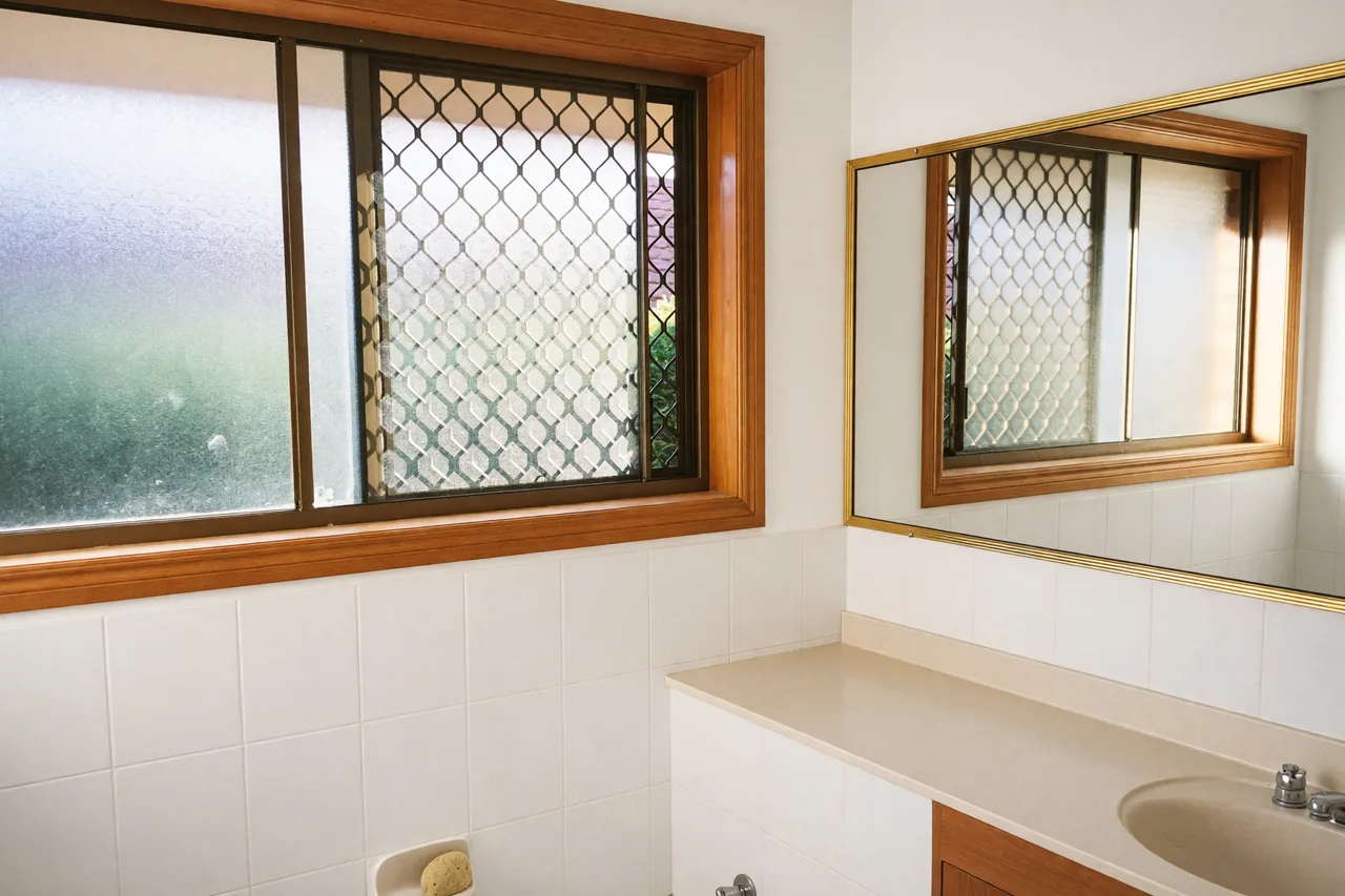 Bathroom – After · AI-edited: clutter removed, light and perspective corrected